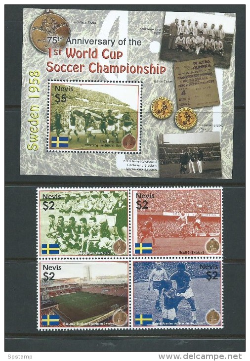 Nevis 2005 ?  Soccer World Cup Anniversary Miniature Sheet & Block Of 4 Ex Sheet MNH - St.Kitts And Nevis ( 1983-...)