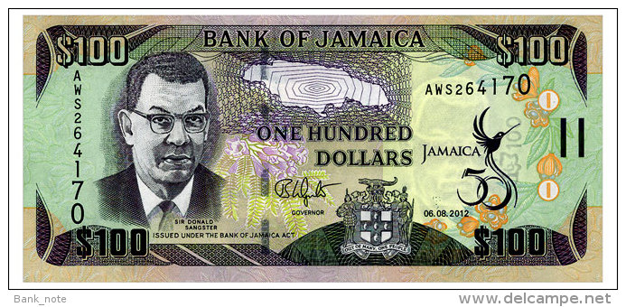 JAMAICA 100 DOLLARS 2012 COMMEMORATIVE Pick 90 Unc - Jamaica