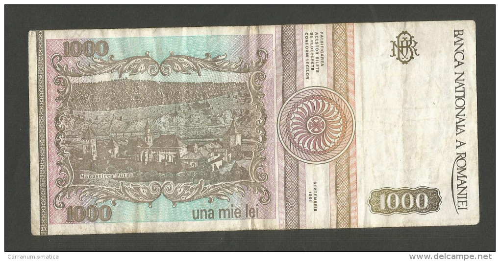 ROMANIA - BANCA NATIONALA A ROMANIEI - 1000 LEI (1991) - M. EMINESCU - Roemenië