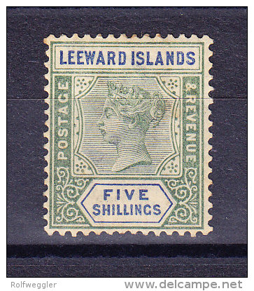 Leewards Islands 1890 SG.# 8 * 5 Sh. Höchster Wert - Leeward  Islands