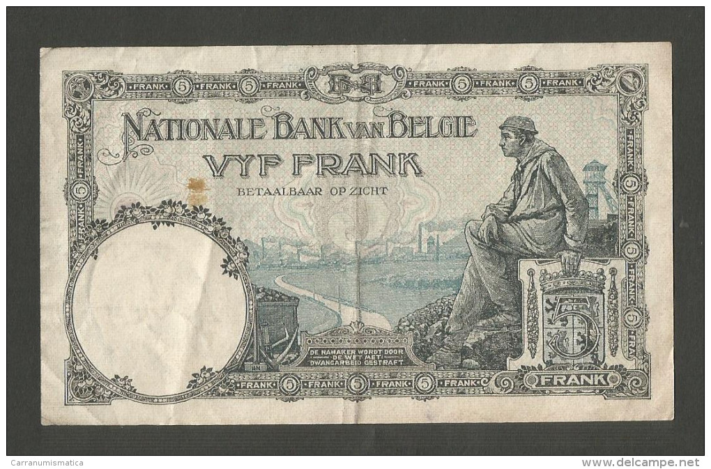 BELGIE / BELGIQUE - BANQUE NATIONALE De BELGIQUE - 5 FRANCS (13 / 03 / 1926)  - ALBERT I - 5 Franchi