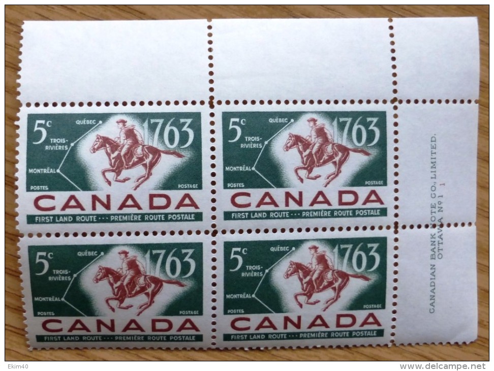 1963  MNH Corner Block Of Stamps From Canada Sc 413  No WM-726A. - Blocks & Sheetlets