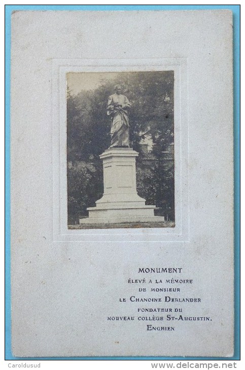 CP PHOTO RELLE COPPIN GOISSE ATH 011 ENGHIEN Monument A La Memoire De Monsieur Chanoine Deblander College St Augustin - Edingen