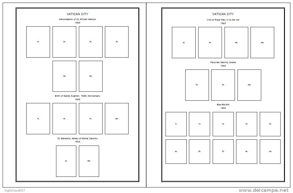 VATICAN CITY STAMP ALBUM PAGES 1929-2011 (193 Pages) - Inglese