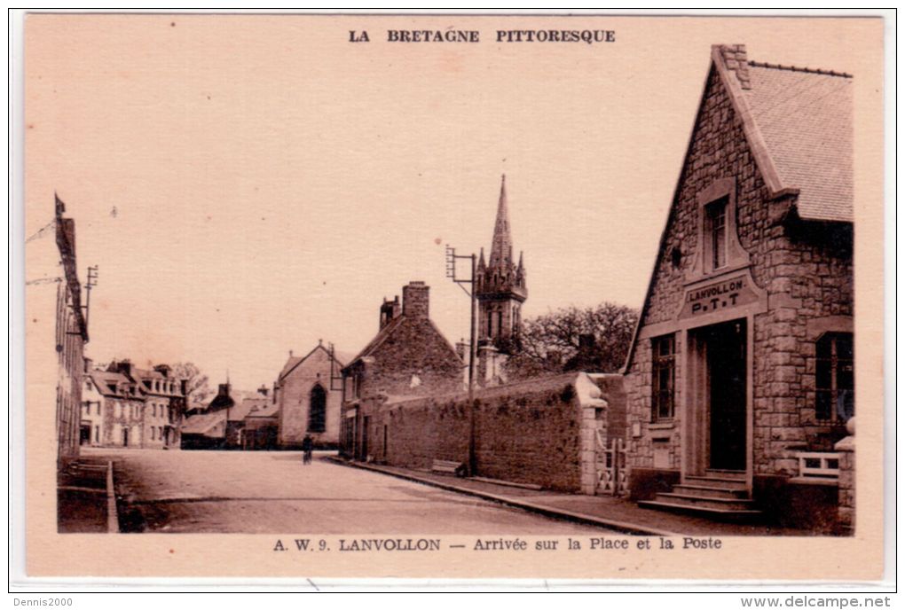 La Bretagne Pittoresque- LANVOLLON -arrivée Sur La Place Et La Poste - Ed. A.W. 9 - Lanvollon