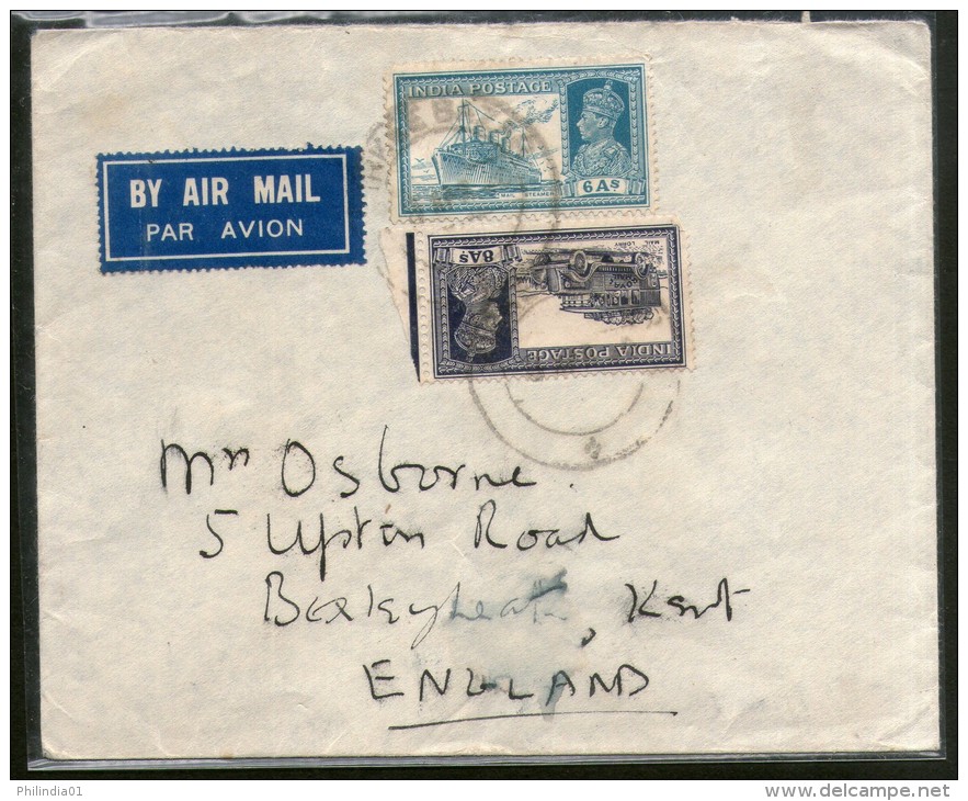 India 1940 KG VI Transport Multi Stamped Cover Kirkee Bazar To England # 1452-12 - Corréo Aéreo