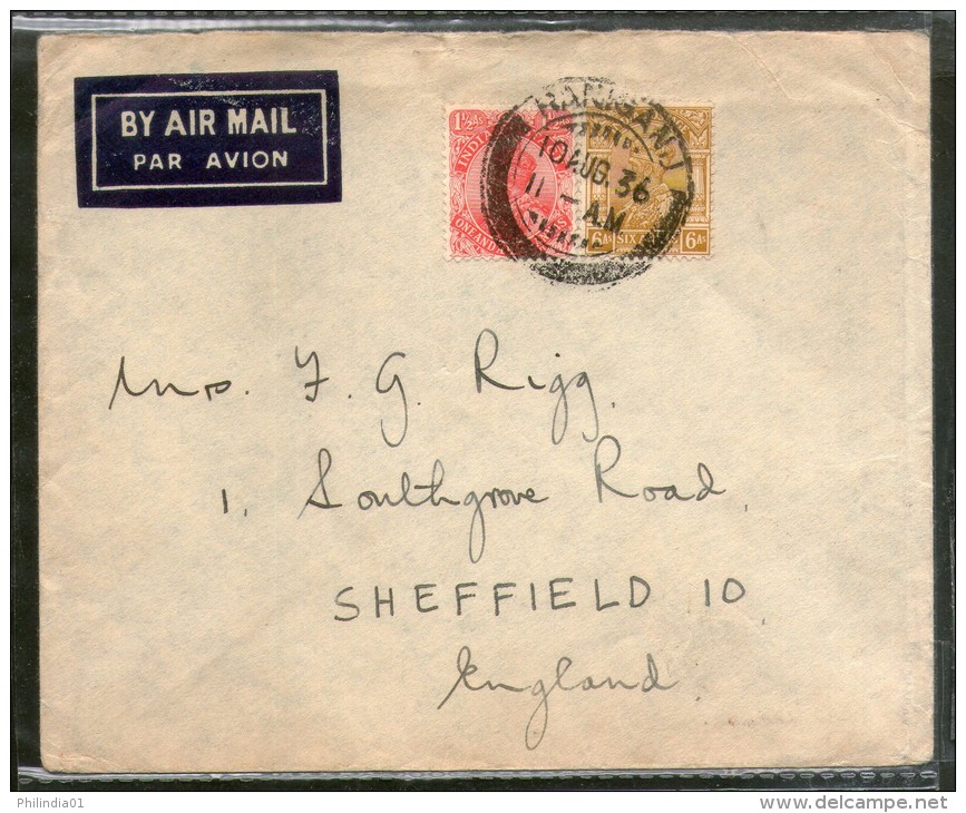 India 1936 KG V Multi Franked Cover Raniganj To England # 1452-19 - Corréo Aéreo