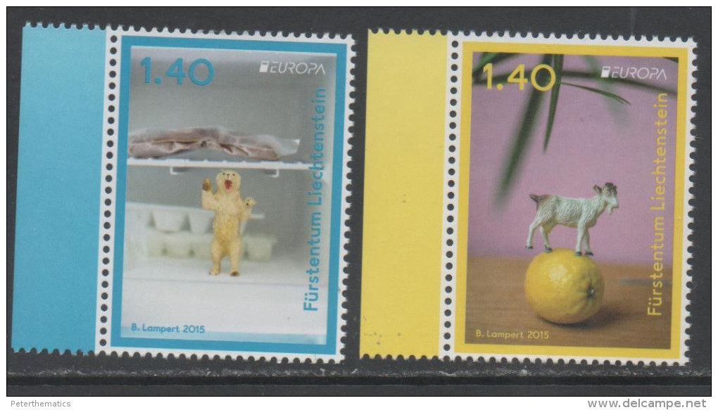 LIECHTENSTEIN, 2015, MNH, EUROPA, 2v, TOYS, POLAR BEAR, GOAT - 2015