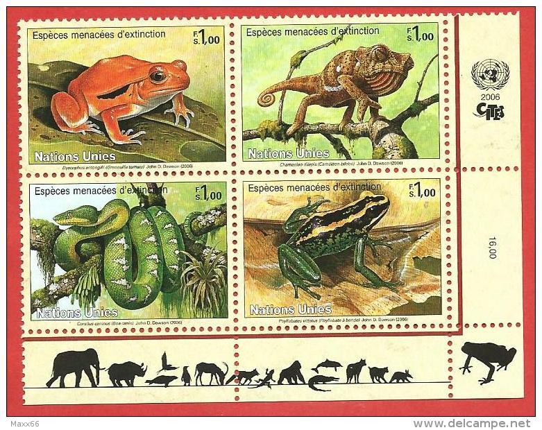 ONU - NAZIONI UNITE GINEVRA MNH - 2006 - Specie In Via Di Estinzione - 1,00 Fr. X 4 - Michel NT-GE 537-540 - Unused Stamps