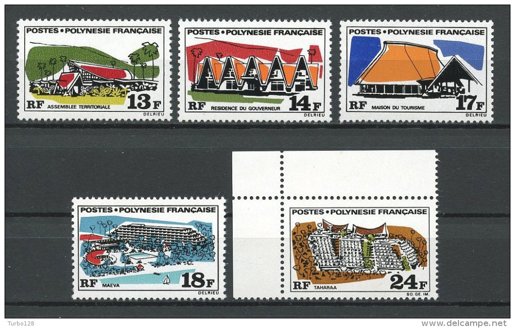 POLYNESIE 1970 N° 72/76 ** Neufs = MNH Superbes Cote 51 € Grands édifices Assemblée Maeva Taharaa - Unused Stamps