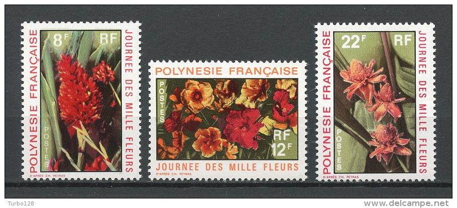 POLYNESIE 1971 N° 83/85 ** Neufs = MNH Superbes Cote 12.80 € Flore Fleurs Flowers Flora Hibiscus Rose - Unused Stamps