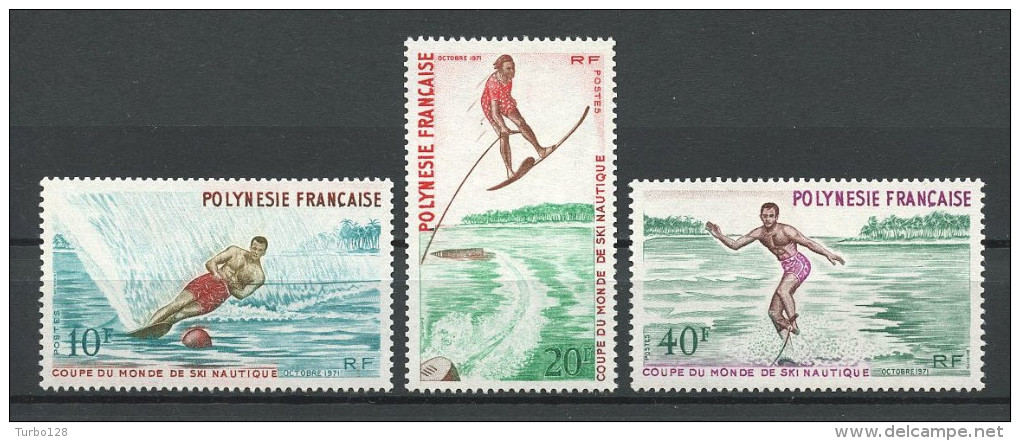 POLYNESIE 1971 N° 86/88 ** Neufs = MNH Superbes Cote 40 € Sports Ski Nautique Coupe Monde Slalom Saut Figures - Unused Stamps