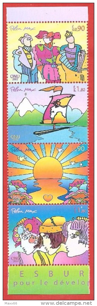 ONU - NAZIONI UNITE GINEVRA MNH STRISCIA - 2002 - Johannesburg Summit 2002 - 0,90 + 1,80 Fr. X 2 - Michel NT-GE 444-447 - Unused Stamps