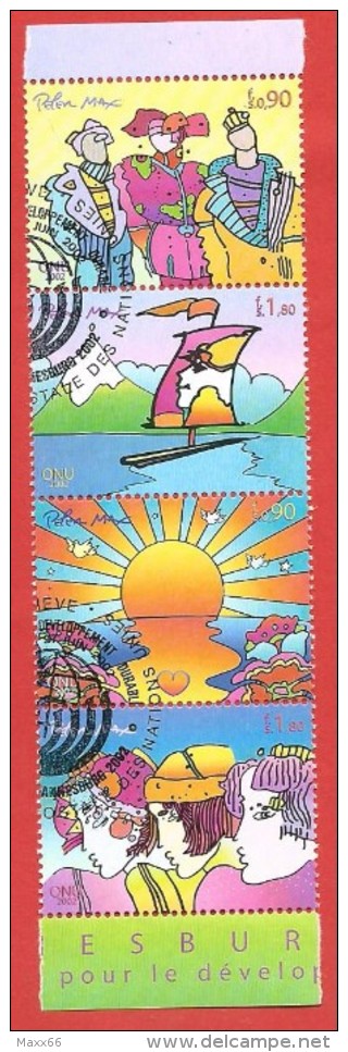 ONU - NAZIONI UNITE GINEVRA STRISCIA FDC 2002 - Johannesburg Summit 2002 - 0,90 + 1,80 Fr. X 2 - Michel NT-GE 444-447 - Used Stamps