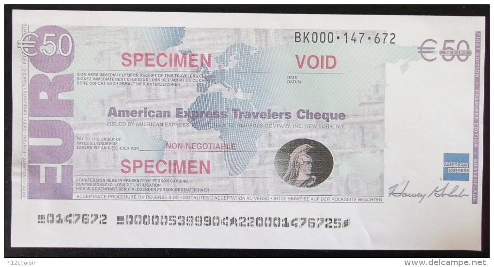 BILLET 50 EURO  AMERICAN EXPRESS TRAVELERS CHEQUE SPECIMEN - Specimen