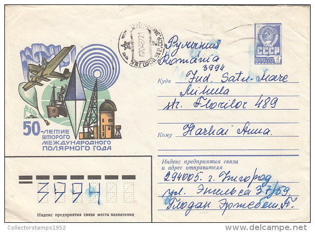 23221- INTERNATIONAL POLAR YEAR, PLANE, BALLOON, SHIP, RESEARCH STATION, COVER STATIONERY, 1982, RUSSIA - Année Polaire Internationale