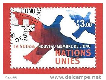 ONU - NAZIONI UNITE GINEVRA USATO - 2003 - Svizzera - Nuovo Membro Nazioni Unite - 3,00 Fr. - Michel NT-GE 458 - Oblitérés