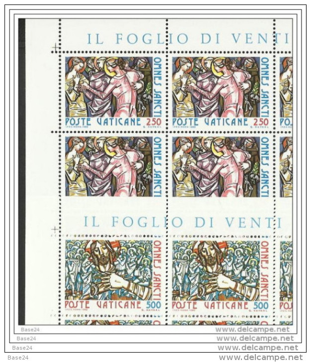 1980 Vaticano Vatican OGNISSANTI  ALL SAINTS 20 Serie Di 2v. In Foglio MNH** Sheet - Nuovi