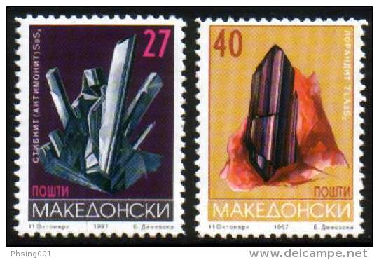 Macedonia 1997 Minerals, Stibnit, Lorandit, Set MNH - Macédoine Du Nord