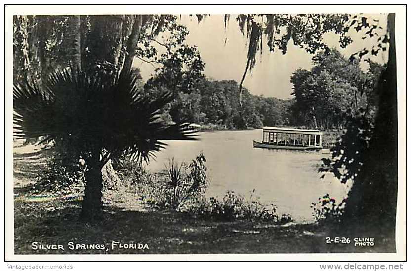 245937-Florida, Silver Springs, RPPC, Tourist Boat, Cline Photo No 2-E-26 - Silver Springs