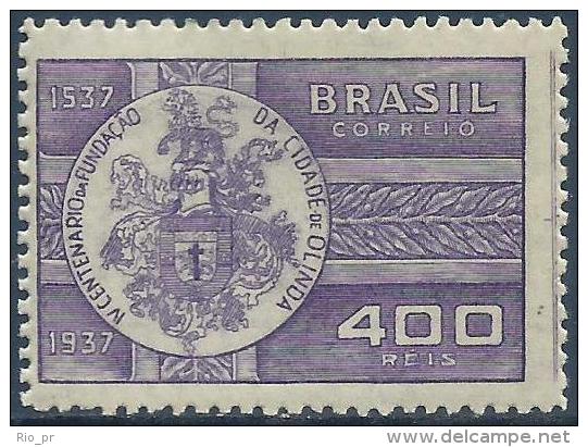 BRAZIL - 400th ANNIVERSARY OF THE FOUNDING OF OLINDA/PE 1938 - MLH - Ongebruikt