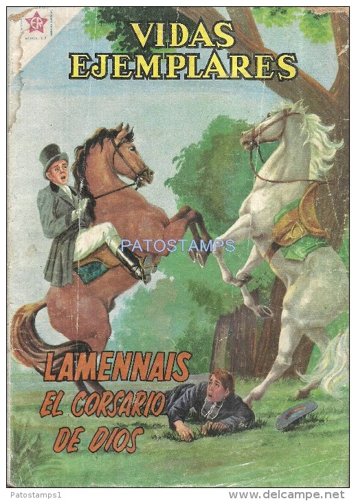 12065 MAGAZINE REVISTA MEXICANAS COMIC VIDAS EJEMPLARES LAMENNAIS EL CORSARIO DE DIOS Nº 96 AÑO 1961 ED ER NOVARO - Old Comic Books