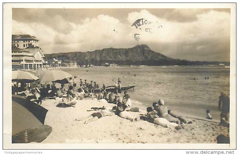 245973-Hawaii, Honolulu, RPPC, Waikiki Beach, Diamond Head - Honolulu