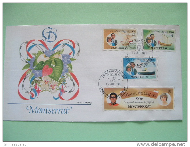 Montserrat 1981 FDC Royal Wedding Charles & Diana - Flowers - Ships - Montserrat