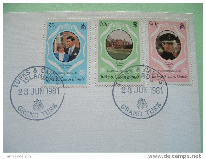 Turks And Caicos Is. 1981 FDC Royal Wedding Charles & Diana - Flowers - Palace - Uniform - Turks & Caicos