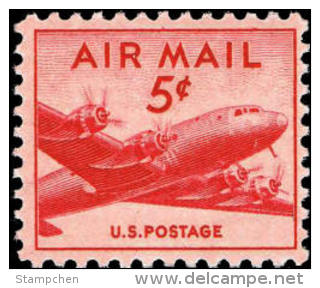 1947 USA Air Mail Stamp DC-4 Skymaster Sc#c33 Post Aircraft Airplane Plane - 2b. 1941-1960 Unused