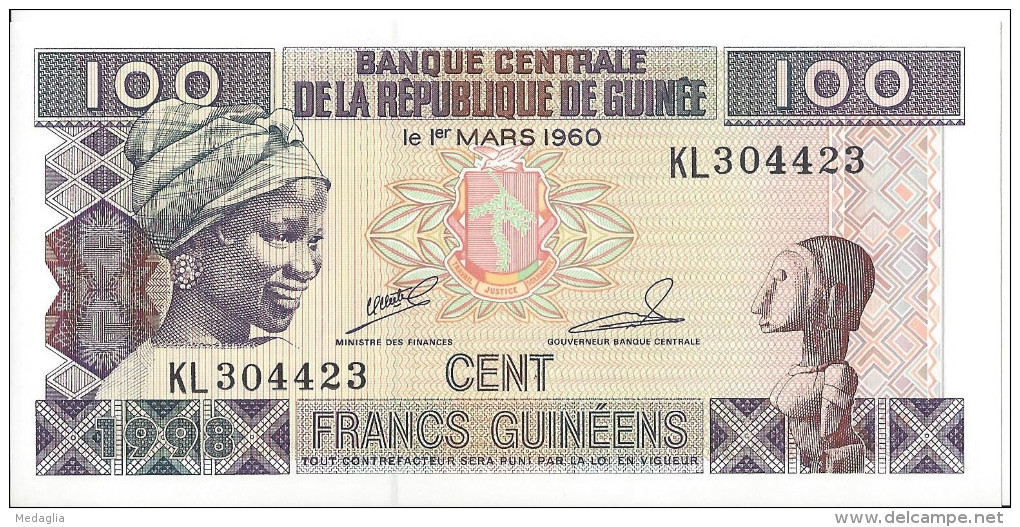 GUINEE - 100 Francs Guinéens - 1998 UNC - Guinée