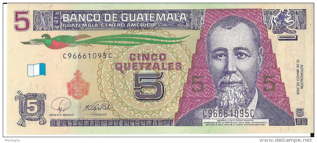 GUATEMALA - 5 Quetzales 2008 - UNC - Guatemala