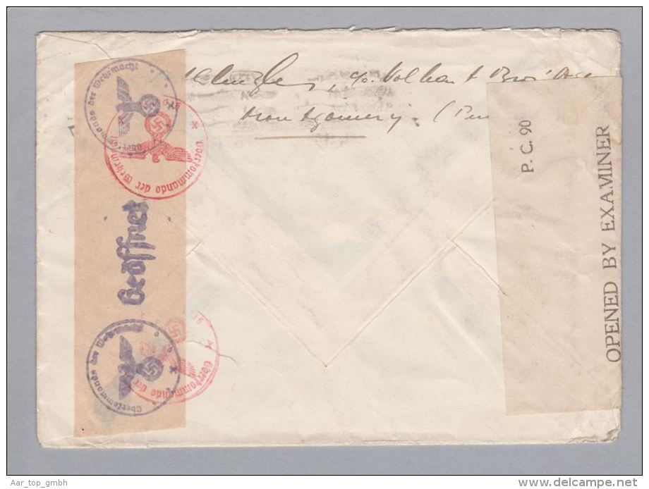 Pakistan Karachi 1942-12-18 Zensur Air Mail Nach St.Gallen - Pakistan