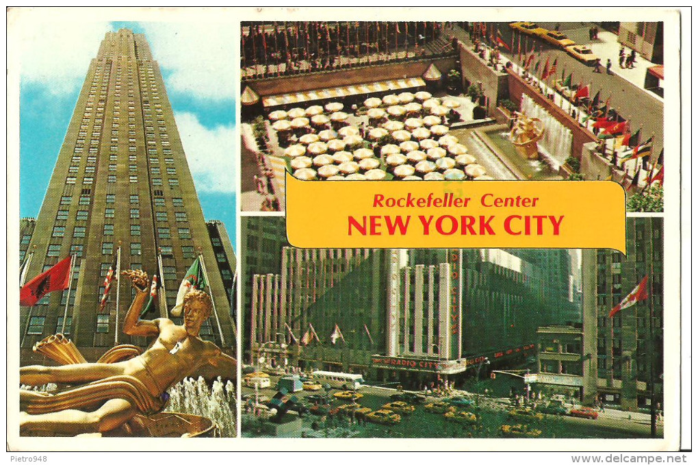 New York City (N.Y., USA) Rockefeller Center Views: Promenade Cafè, Prometeus Statue And Radio City Hall - Autres Monuments, édifices