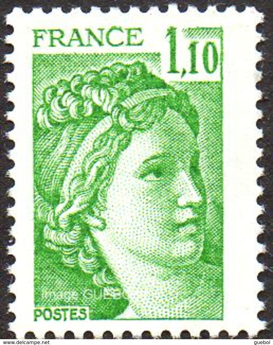 France Sabine De Gandon N° 2058 ** Le 1f10  Vert - 1977-1981 Sabine Of Gandon