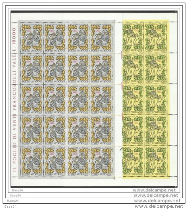 1982 Vaticano Vatican S. AGNESE DI PRAGA 20 Serie Di 2v.: Foglio MNH** Sheet - Ongebruikt