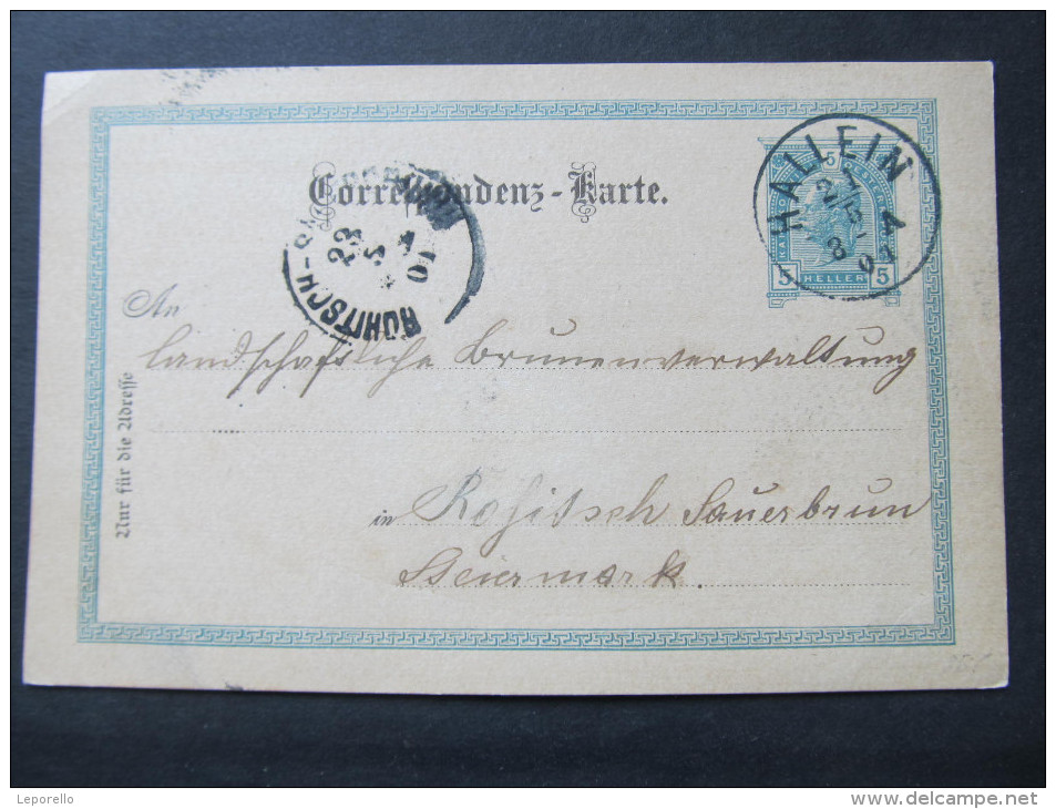 Korrespondenzkarte HALLEIN - Rohitsch Sauerbrunn 1901 ///  D*16804 - Briefe U. Dokumente