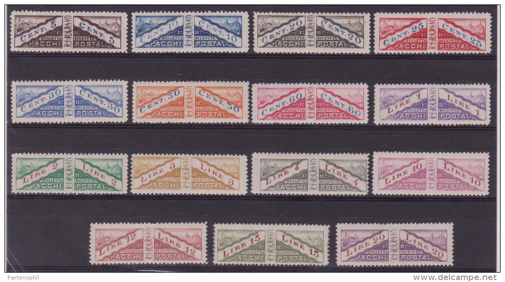 ** San Marino 1928 :  Pacchi Postali  N. 1/15 Mnh Cat. € 250,00 - Paquetes Postales