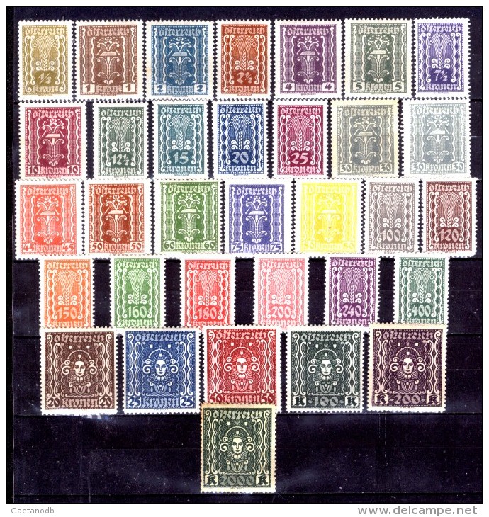 Austria-F-0035 - 1922/1924 - Valori Della Serie, Unificato: N.253/289A (++/+) MNH/TLH - Privi Di Difetti Occulti. - Ongebruikt