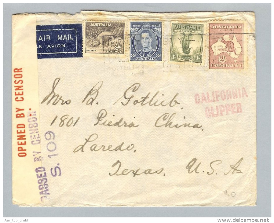 OZ Australien 1940-10-21 Zensurbrief Nach Texas USA - Lettres & Documents