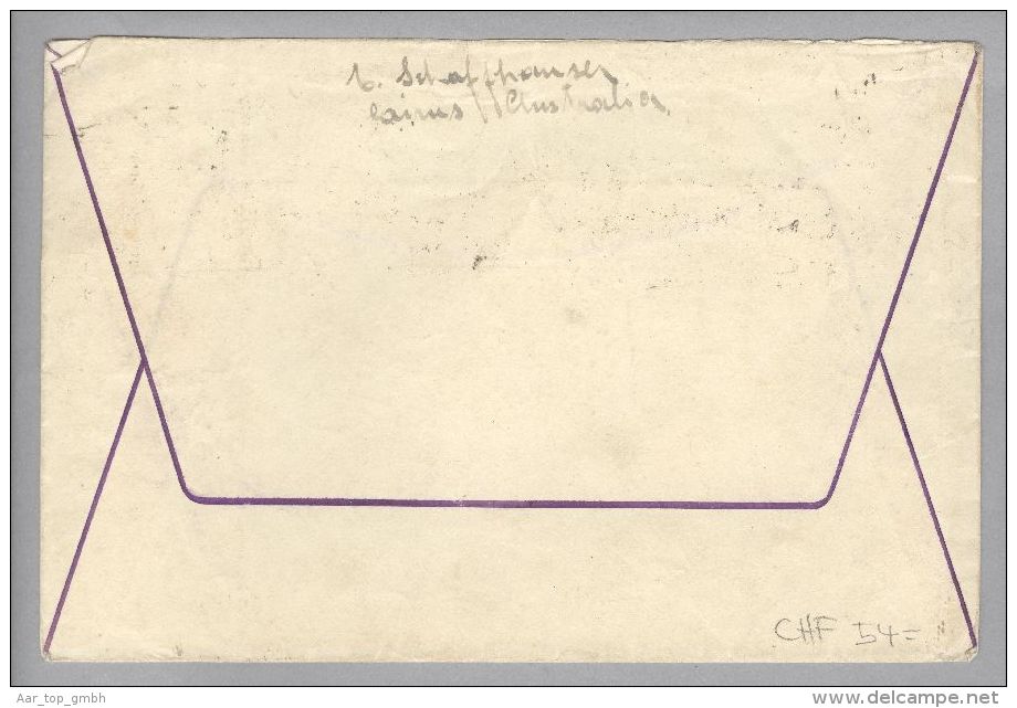 OZ Australien 19??-04-22 Cairns Brief Nach St.Gallen Mit 3d Grün Känguruh - Lettres & Documents