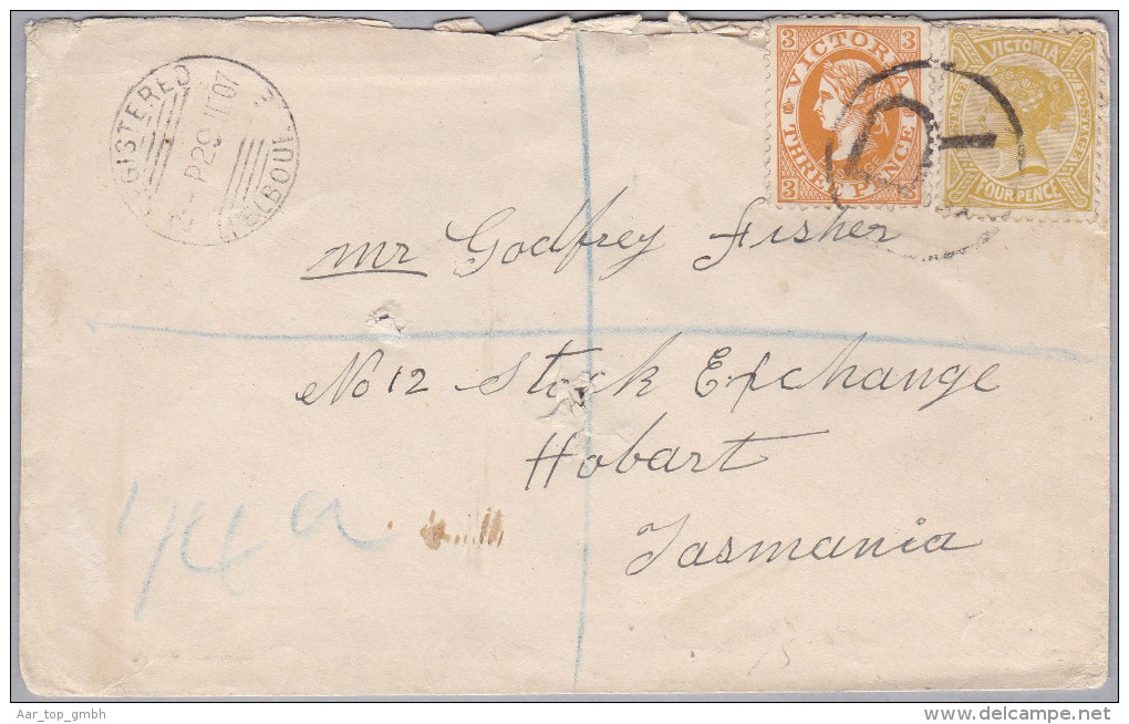 OZ Australien 1907-06-29 Melbourne R-Brief Nach Hobart - Covers & Documents