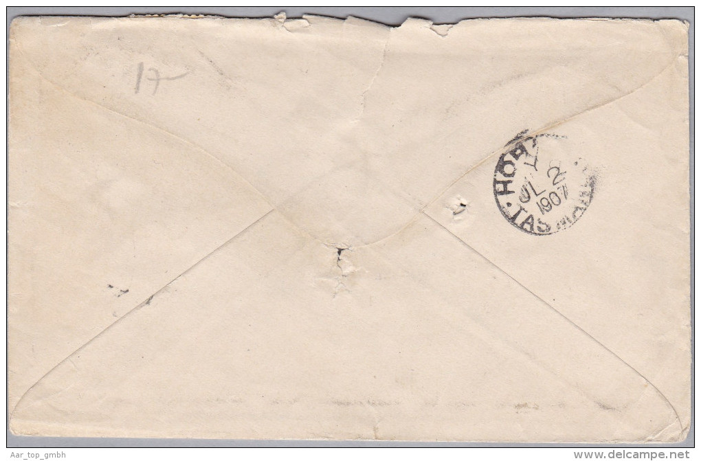 OZ Australien 1907-06-29 Melbourne R-Brief Nach Hobart - Briefe U. Dokumente