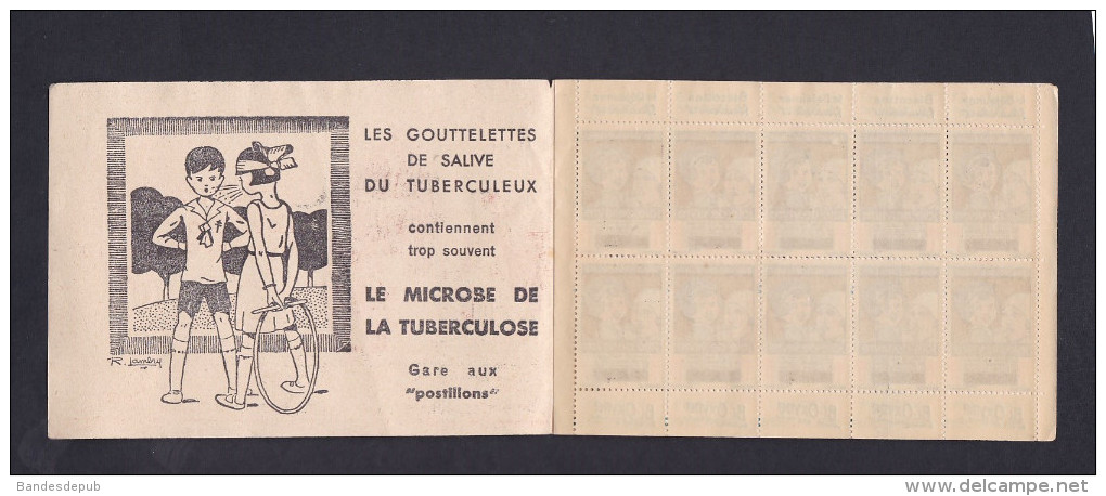 Carnet Complet Timbres Antituberculeux Joie De Vivre Rene Vincent Tuberculose Nestle Fyffes Bananes Heudebert Bi Oxyne - Antituberculeux