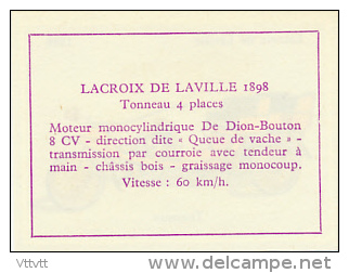 Image, VOITURE, AUTOMOBILE : Tonneau, Lacroix Et Laville (1898), Texte Au Dos - Cars