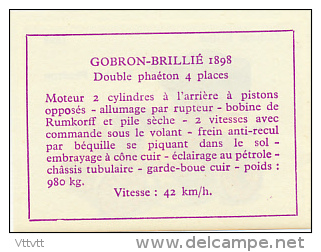 Image, VOITURE, AUTOMOBILE : Double Phaëton, Gobron Brillié (1898), Texte Au Dos - Automobili