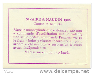 Image, VOITURE, AUTOMOBILE : Course 2 Basquets, Sizaire Et Naudin (1906), Texte Au Dos - Voitures