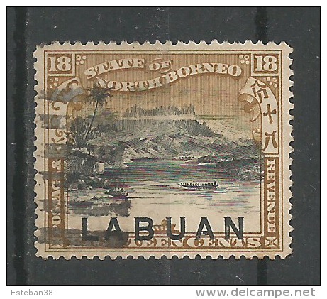 Vue De Mont Kinabalu 18c Jaune Olive Et Noir (labuan) - Bornéo Du Nord (...-1963)