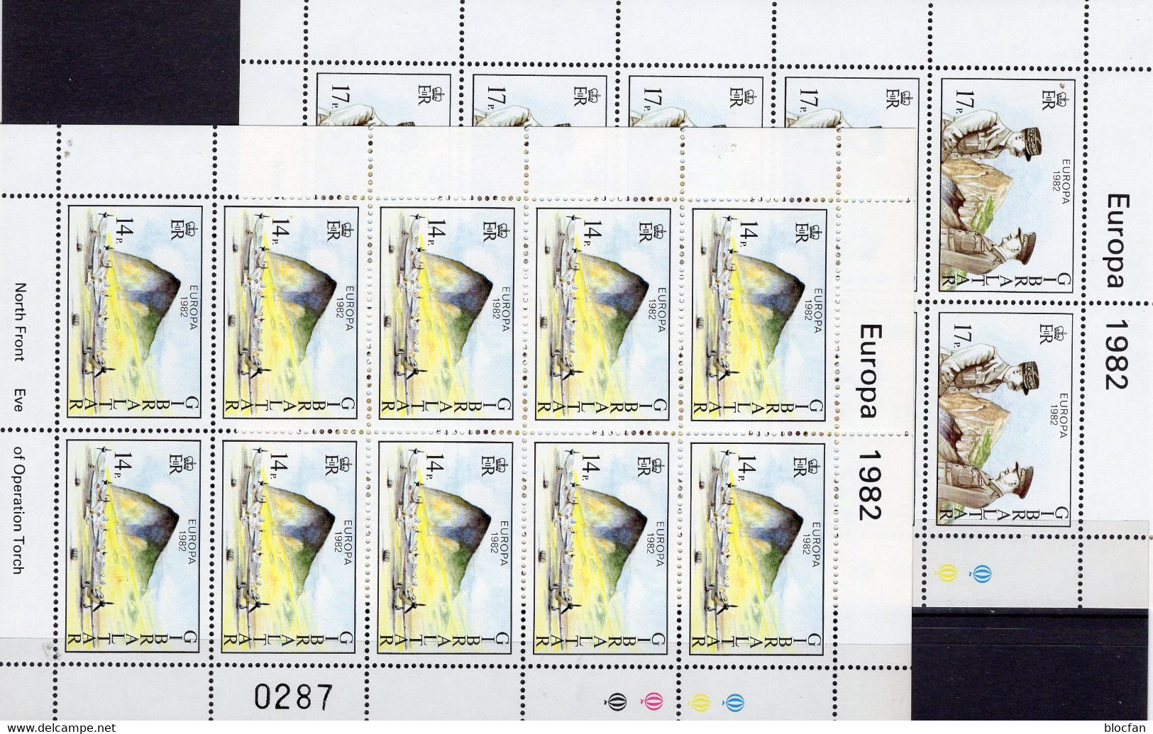 CEPT 1982 Gibraltar 451/2 10-KB ** 10€ Flugplatz Eisenhower History Bloque Military Ss Bloc Art Sheetlets Bf EUROPE - 1982