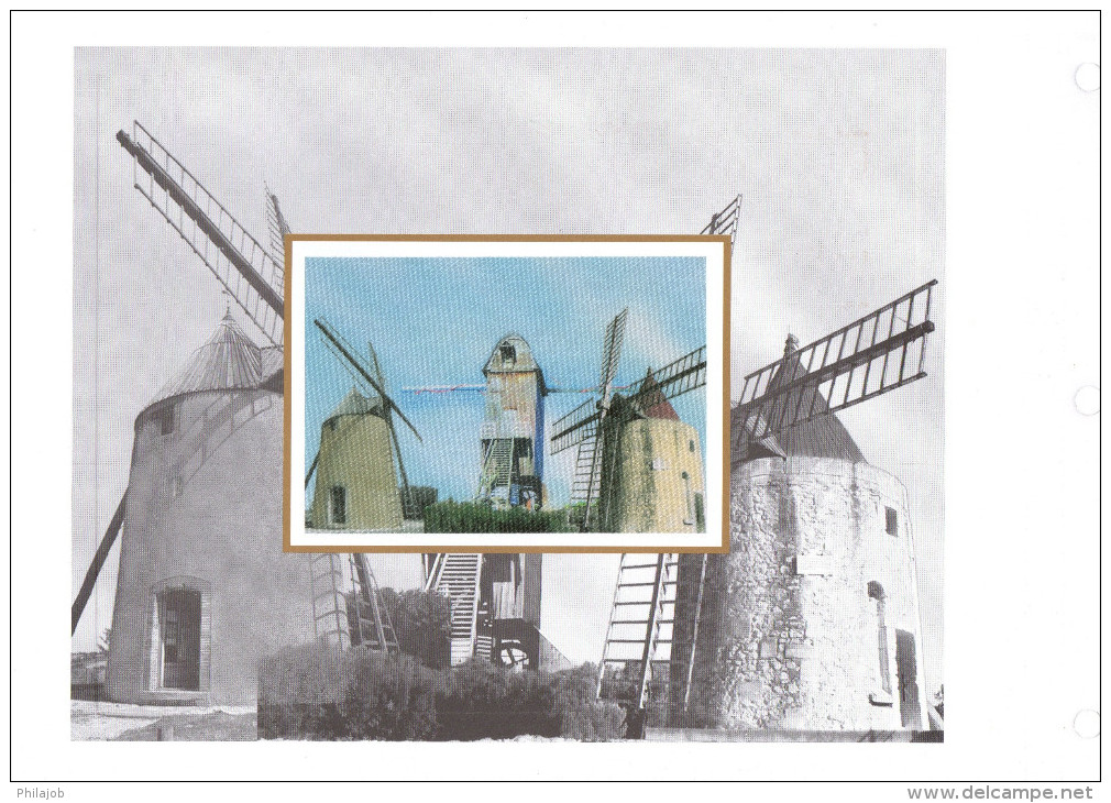 FRANCE 2010 : Feuillet CEF 1er Jour N°té En Soie N° 2067s " LES MOULINS ". N° YT F4485 . Parfait état. - Windmills